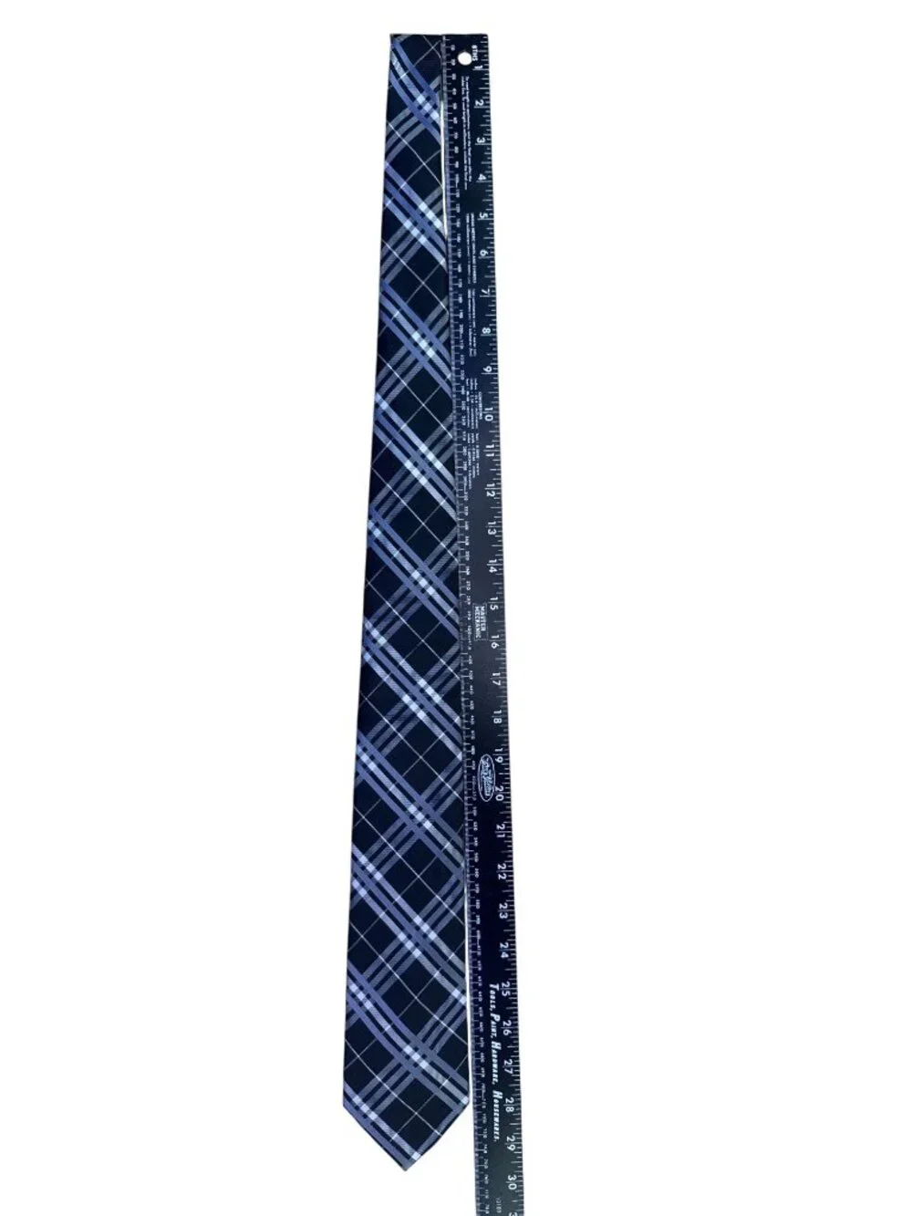 Saddlebred Mens Navy & Blue Plaid Silk Blend Necktie Classic Pattern Formal Wear
